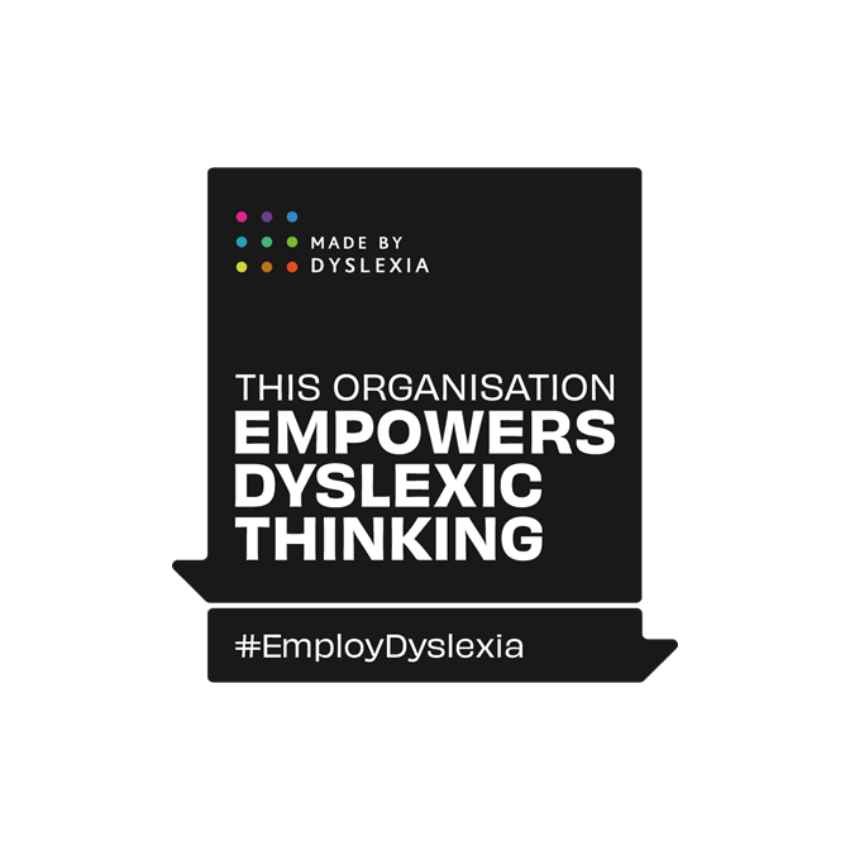 Made By Dyslexia - This organisations empowers Dyslexic Thinking logo - black with white background